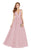 Alyce Paris - 60357 Lace Deep V-neck Tulle A-line Dress in Pink