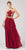 Eureka Fashion - 6036 Appliqued Halter Asymmetrical Cascade Gown In Red