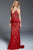 60360 Beaded Lace Deep V-neck Sheath Dress