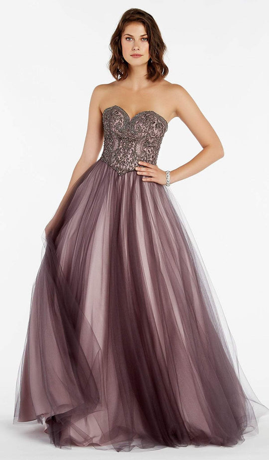 Alyce Paris - 60360 Lace Sweetheart Two Tone Tulle Ballgown In Brown