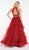 Alyce Paris - 60365 Two Piece Lace and Tulle Sexy Back Ballgown In Red