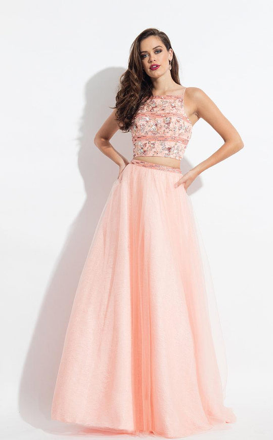 Rachel Allan  - 6036 Two Piece Square A-line Dress in Pink