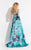 Rachel Allan  - 6037 Floral Print Two-Piece A-line Gown in Blue and Green