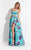 Rachel Allan  - 6037 Floral Print Two-Piece A-line Gown in Blue and Green