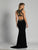 Dave & Johnny - A6037 Jewel Embellished Cutout Evening Gown in Black
