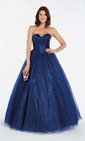 Alyce Paris - 60382 Strapless Mikado Sweetheart Tulle Ballgown In Blue