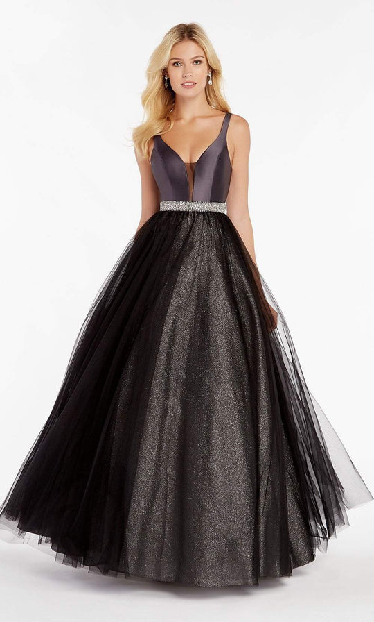 Alyce Paris - 60389 Sleeveless Scoop Back Shimmering Prom Gown In Black and Silver