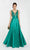 Alyce Paris - 60392 Beaded Deep V-neck Mikado A-line Dress In Green