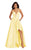 Alyce Paris - 60394 Illusion Plunging Neck High-Low Taffeta Prom Dress in Yellow