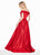 Ashley Lauren - 1343 Surplice Off Shoulder Satin Ball Gown In Red