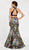 Alyce Paris - 60398 Two Piece High Halter Printed Mermaid Gown In Black