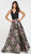 Alyce Paris - 60399 Sleeveless Floral Brocade A-Line Gown In Black and Purple
