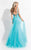 Rachel Allan  - 6039 Lace Deep V-neck Mermaid Dress in Blue