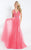 Rachel Allan  - 6039 Lace Deep V-neck Mermaid Dress in Pink
