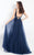 Rachel Allan  - 6039 Lace Deep V-neck Mermaid Dress in Blue