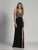 Dave & Johnny - A6039 Multicolor Beaded V-Neck Evening Gown in Black