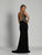 Dave & Johnny - A6039 Multicolor Beaded V-Neck Evening Gown in Black