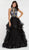 Alyce Paris - 60401 Plunging Cutout Floral Brocade Tulle Gown In Black and Blue