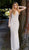 Jovani - 60409 Beaded Plunging Back Sheath Gown In Neutral and Silver