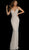 Jovani - 60409 Beaded Plunging Back Sheath Gown In Neutral and Silver