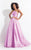 Rachel Allan  - 6040 Two Piece Lace Up Pleated Ballgown in Purple