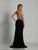 Dave & Johnny - A6040 Halter Keyhole Embroidered Evening Gown in Black