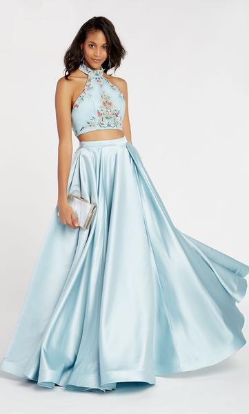 Alyce Paris - 60422 Two Piece Embroidered Satin A-line Dress In Blue