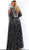 Jovani - Floral Embroidered A-Line Gown 60421 In Black