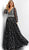 Jovani - 60421 Floral Embroidered Plunging V-Neck Gown In Black