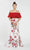Alyce Paris - 60428 Two Piece Printed Off-Shoulder Mermaid Dress in Red