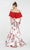 Alyce Paris - 60428 Two Piece Printed Off-Shoulder Mermaid Dress In Red