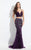 Rachel Allan  - 6042 Floral Beaded Trumpet Dress in Purple