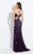 Rachel Allan  - 6042 Floral Beaded Trumpet Dress in Purple