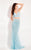 Rachel Allan  - 6042 Floral Beaded Trumpet Dress in Blue
