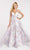 Alyce Paris - 60440 Sleeveless Printed Chiffon Sexy Back A-Line Dress In Blue and Multi-Color