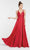 Alyce Paris - 60450 Plunging V-Neck Gown with Slit In Red