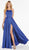 Alyce Paris - 60459 Halter Fitted Evening Gown with Slit In Blue