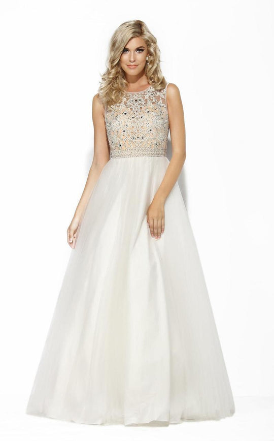 Jolene Collection - 15000 Illusion Bodice A-Line Gown In White