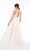 Alyce Paris - 60471 Jewel Neck Lace Chiffon A-line Dress In White and Pink