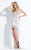 Rachel Allan  - 6048 Beaded Fitted Dress High Low Dress in White and Pink