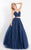 Rachel Allan  - 6049 Two Piece Lace Tulle Ballgown in Blue