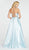 Alyce Paris - 60500 Halter Neck Strappy Back Floral Accent Mikado Gown In Blue