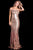 60503 Off-Shoulder Sequined Fitted Gown
