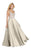 Alyce Paris - 60504 Floral Embroidered Plunging Mikado Gown in Silver