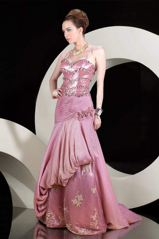 MNM Couture - 6050 Bedazzled Sweetheart A-line Dress In Pink