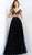 Jovani - 60515 Cap Sleeve Beaded Bodice Feathered Gown In Black