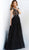 Jovani - 60515 Cap Sleeve Beaded Bodice Feathered Gown In Black