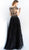 Jovani - 60515 Cap Sleeve Beaded Bodice Feathered Gown In Black