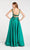 Alyce Paris - 60515 Beaded Deep V-neck Pleated Satin A-line Dress In Green