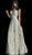 Jovani - 60526 Embroidered Plunging V-neck A-line Gown In Nude